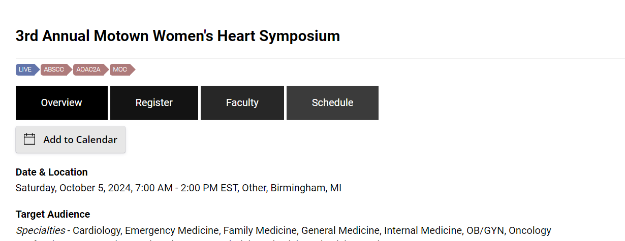 3rd Annual Motown Women Heart Symposium