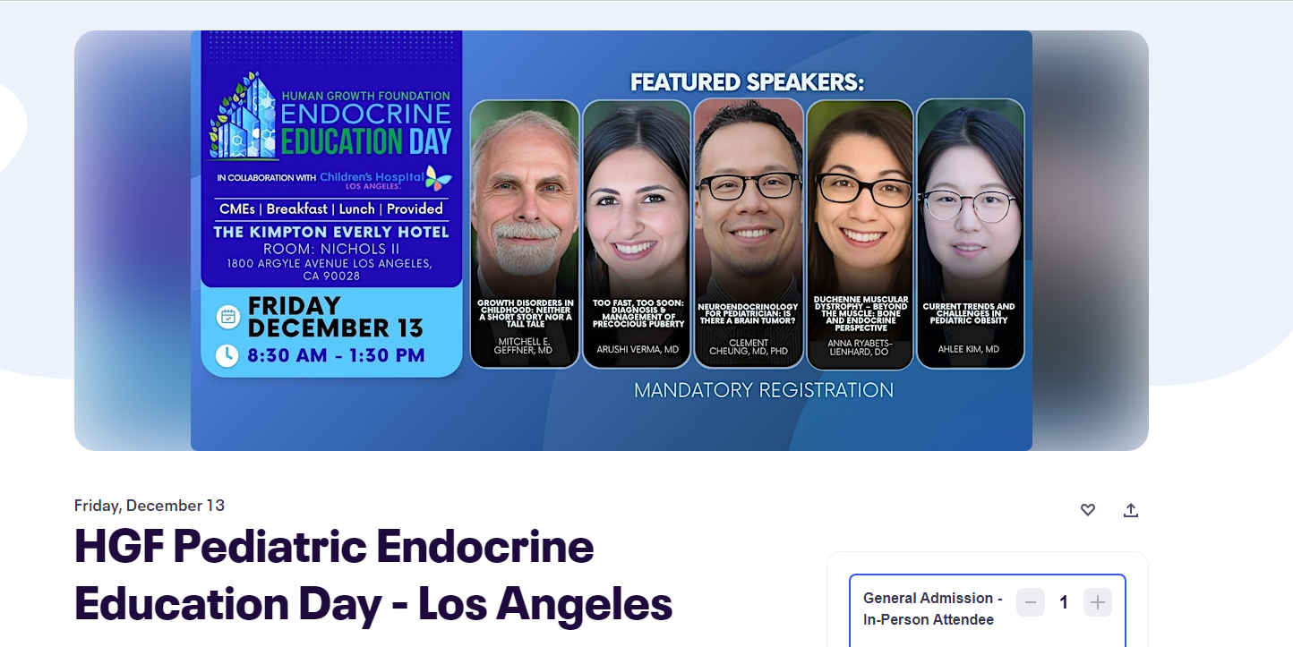 Human Growth Foundation (HGF) Pediatric Endocrine Education Day – Los Angeles